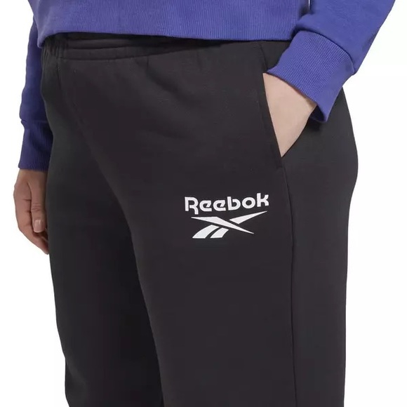 NWT Reebok Identity Logo Fleece Joggers in Black, Plus Size 3X (Sold Out) - Picture 3 of 6